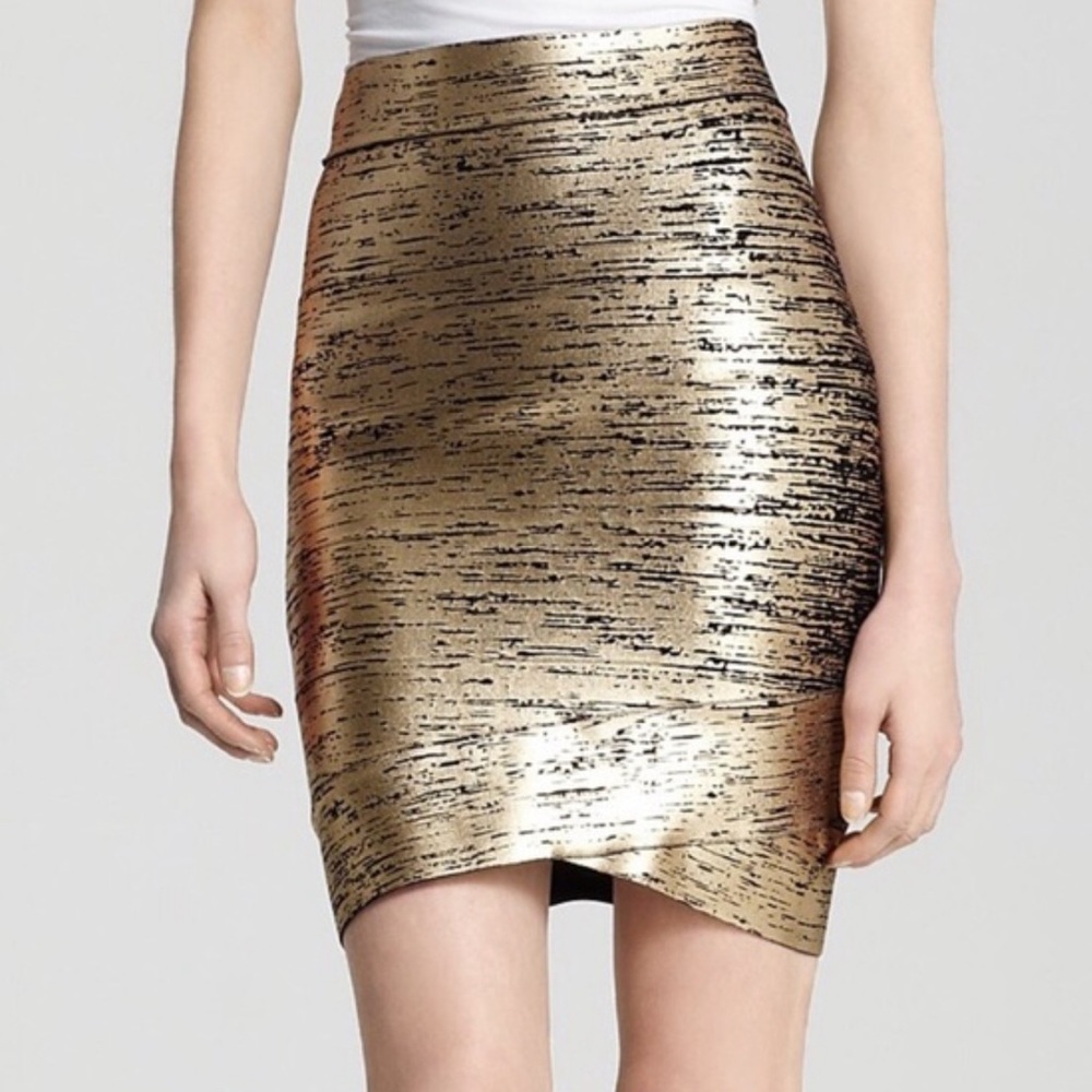 BCBGMaxAzria Metallic Stretch Skirt  - S